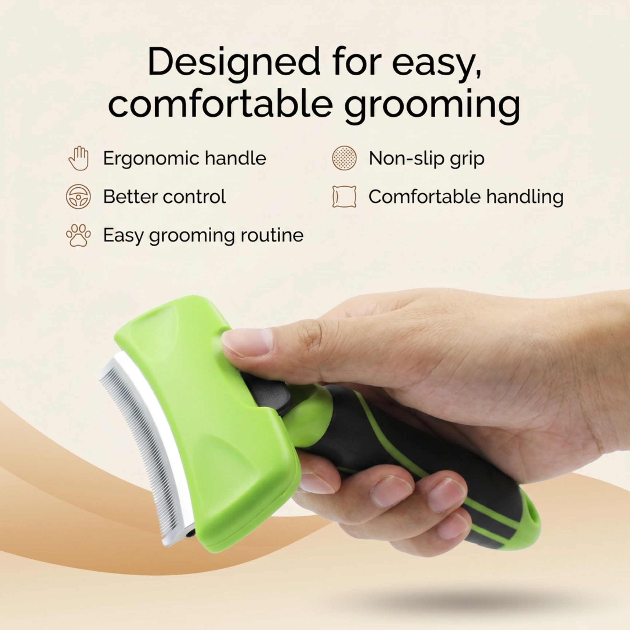 Patoune brush: ergonomic handle and non-slip grip